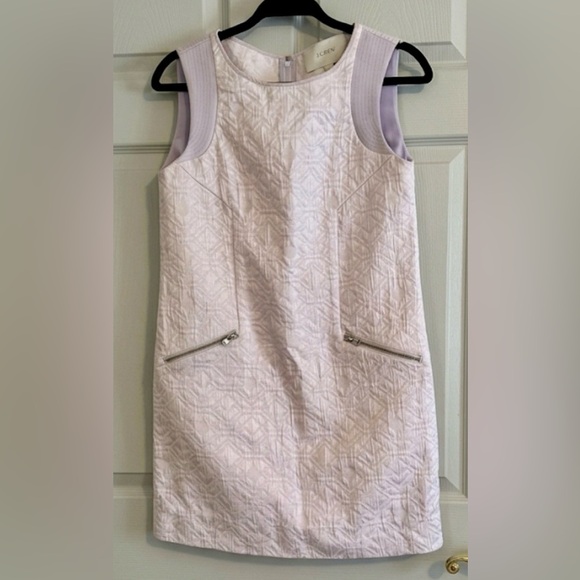 J. Crew Vivid Lilac Geometric Jacquard Shift Dress with Zip Pockets - XS - Picture 2 of 8